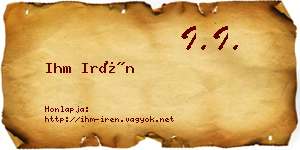 Ihm Irén névjegykártya